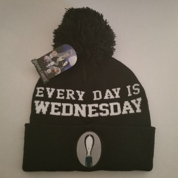 Addams Family Everyday is Wednesday Pom Pom Beanie Toque - Picture 1 of 4